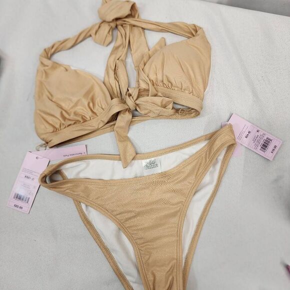 Wild Fable two-piece Bikini Gold Top XS Bottom S Swimsuit - Picture 3 of 9